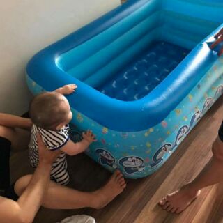 Combo bể bơi 3 tầng hình chữ nhật 1m8 + phao đỡ cổ+ bơm