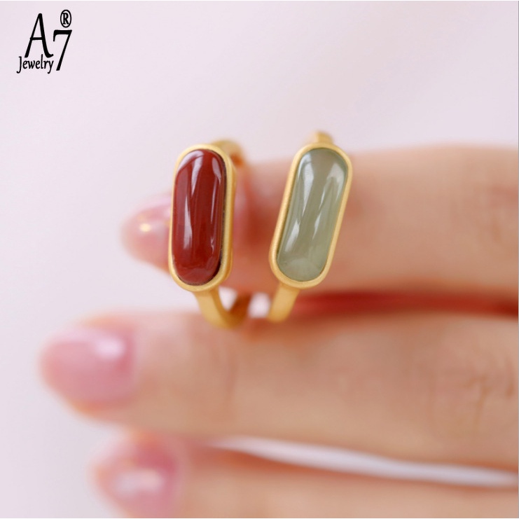 Nhẫn Mạ Bạc S925 Đính Đá Mã Não Đỏ Dễ Điều Chỉnh