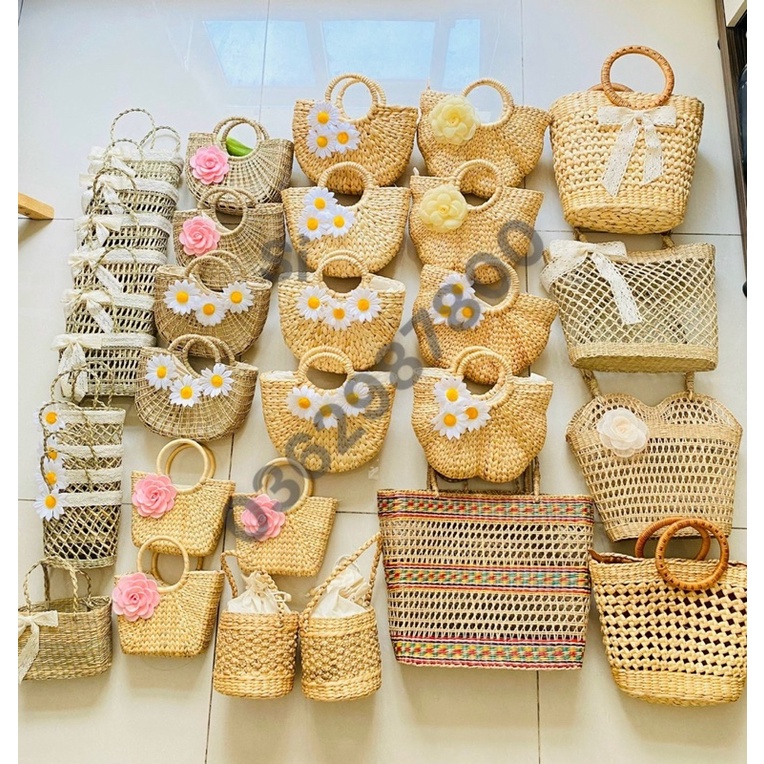 Túi cói - lục bình vintage đi biển thiết kế hàng đẹp SẴN HÀNG