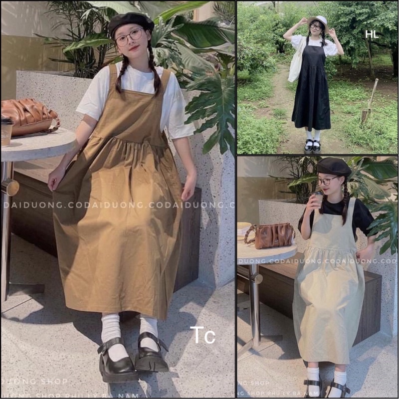 Váy yếm kẻ ULZZANG/VINTAGE thắt nơ hot hit