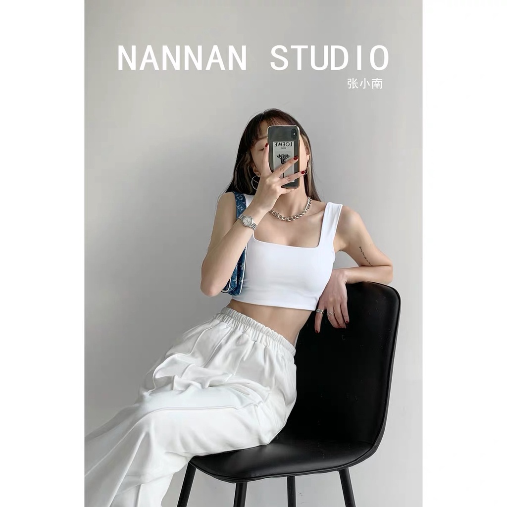 SẴN || Áo croptop hai dây cổ vuông bản to vải mềm mịn cực đẹp Ulzzang
