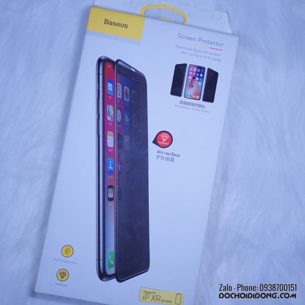 Miếng dán cường lực chống nhìn trộm iPhone XR iPhone 11 Baseus chính hãng full màn hình