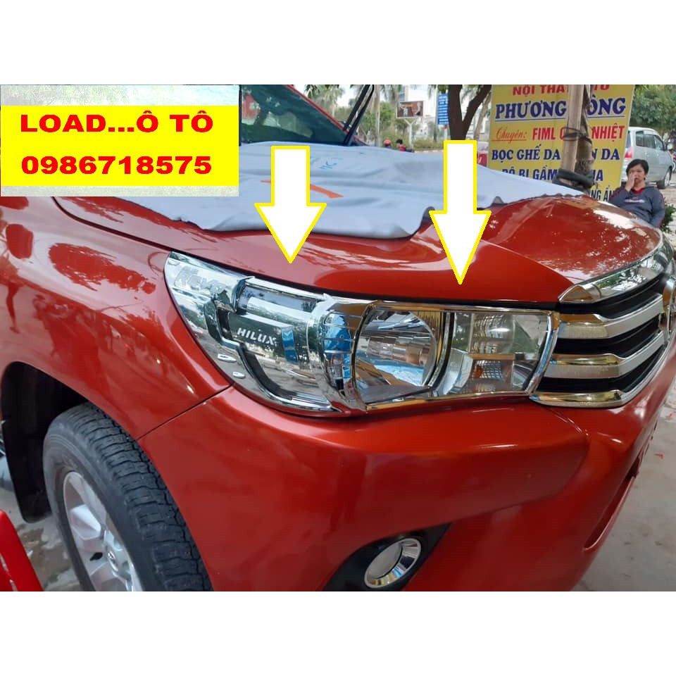 Bộ Ốp Đèn Pha và Hậu Toyota Hilux 2022-2018 Mạ Crom Sáng Bóng