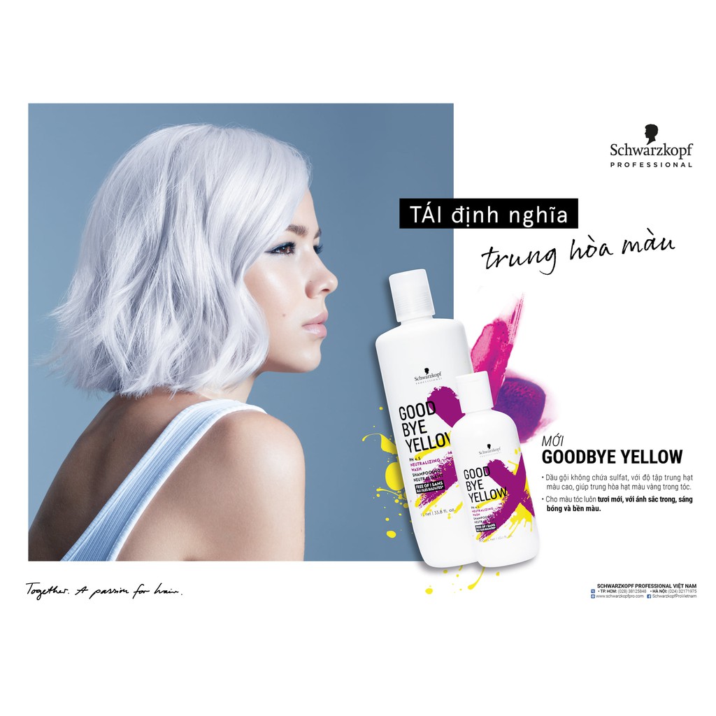 Dầu gội tím khử ánh vàng cho tóc trắng bạch kim Schwarzkopf Goodbye Yellow Shampooing 1000ml