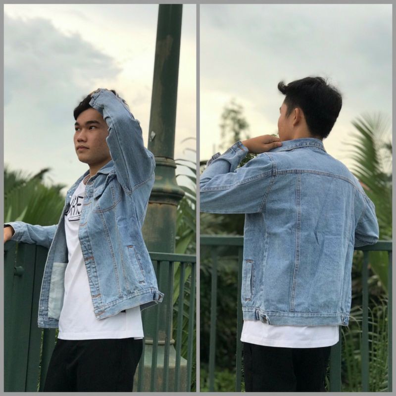 Áo khoác jean nam Bạch Dương thêu sau lưng R cực đẹp hàng loại 1