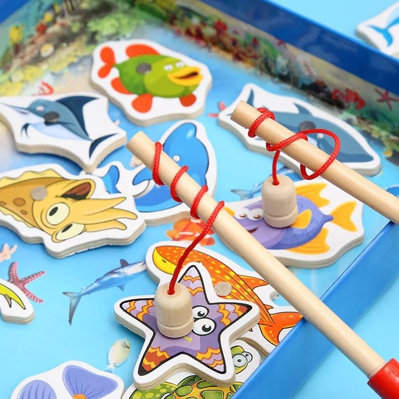 Bộ Đồ Chơi Câu Cá Nam Châm Gỗ Cho Bé, Đồ chơi gỗ phát triển trí tuệ, giúp các bé tập trung hơn.