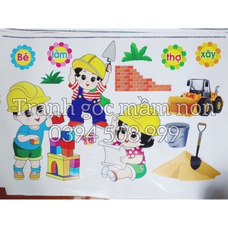 Tranh decal mầm non- góc xây dựng