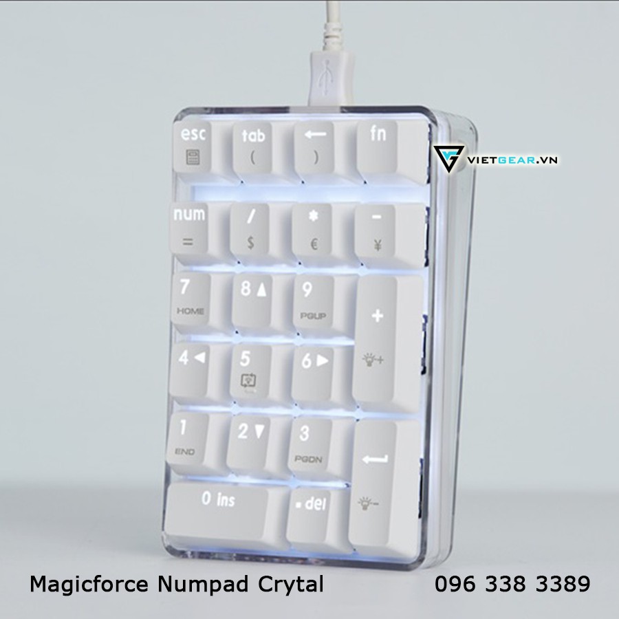 Bàn phím cơ Magicforce Numpad Crytal, phím số numpad, led trắng, gateron switch