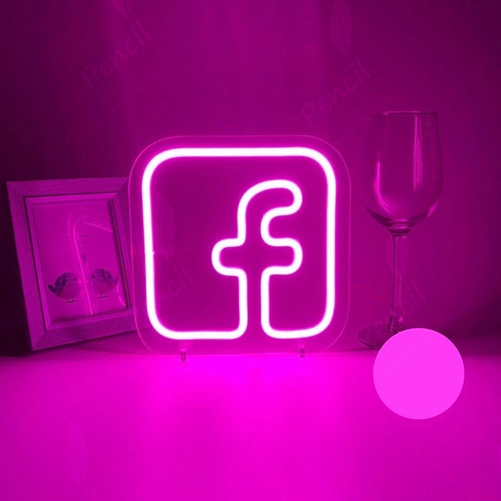 Logo Facebook 25*25cm | Đèn led Neon | Chữ led trang trí | Decor phòng ngủ | đèn decor - Pencil Neon