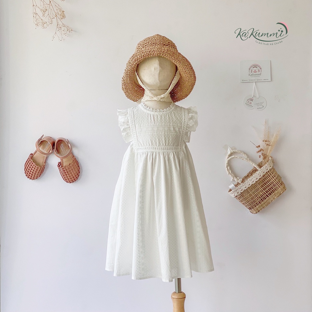 Váy đầm babydoll cổ zen thiết kế  cho bé gái  V004 Kakummi