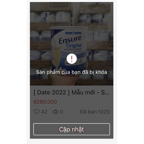 [ Date 2023] Sữa bột Ensure 397g