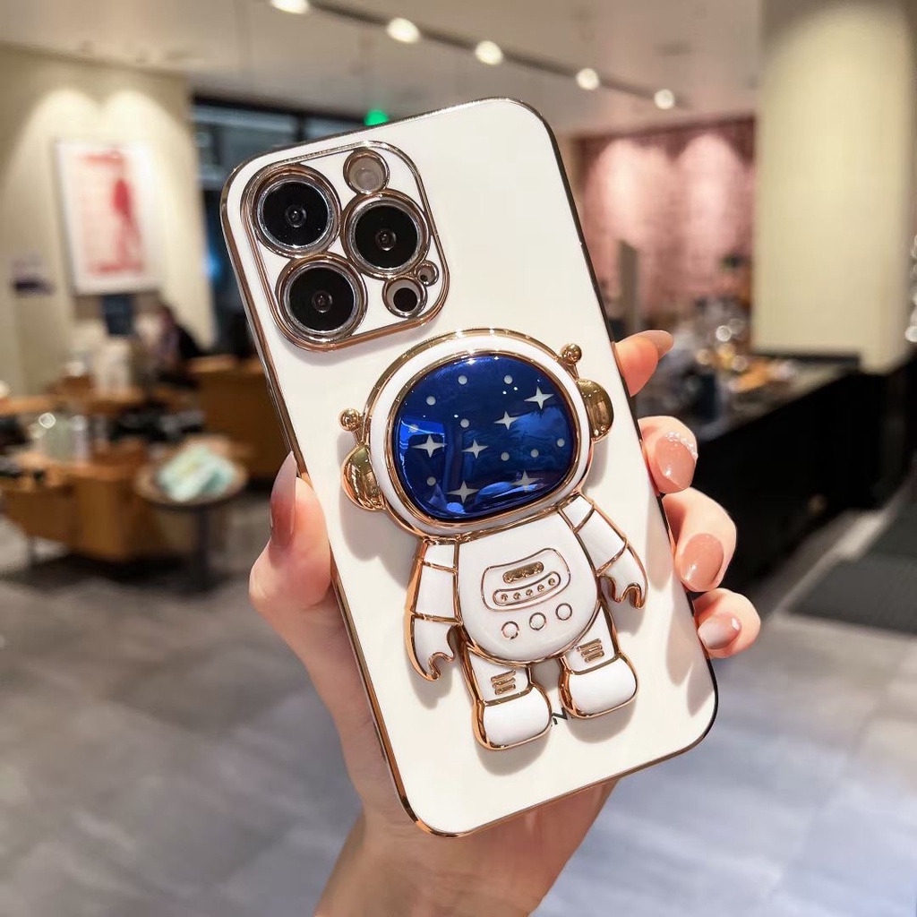 Ốp Điện Thoại Mềm Hình Phi Hành Gia Có Giá Đỡ Cho Iphone 12 pro max 11 pro max xs max xr x 13proamx plus