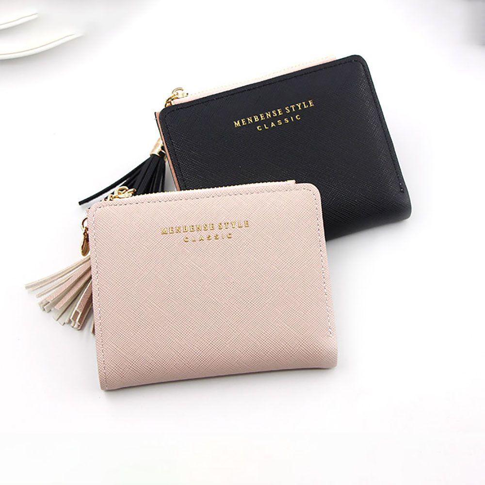 Ví Da PU Ngắn Dạng Gập Đa Năng Họa Tiết Trái Tim Xinh Xắn