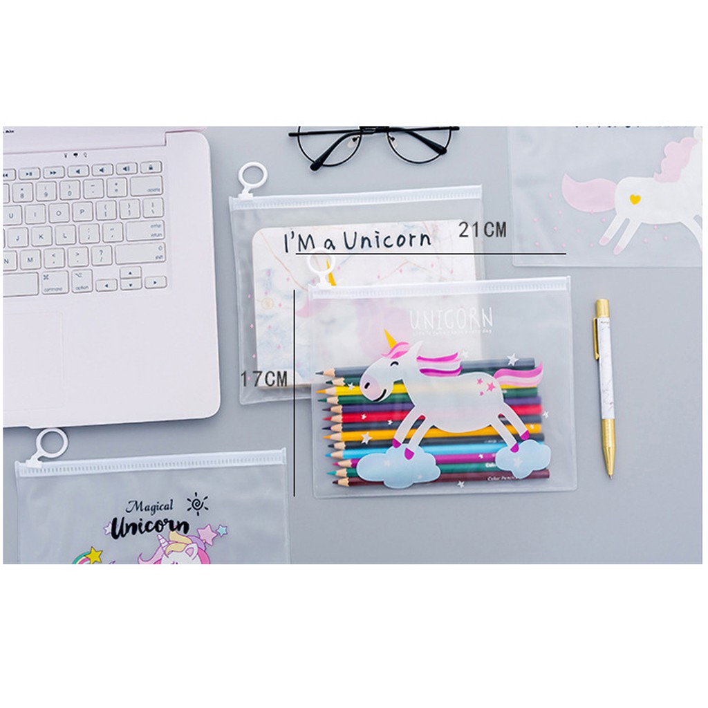 Túi zip lụa unicorn đựng bút, mỹ phẩm - buyone - BOPK144