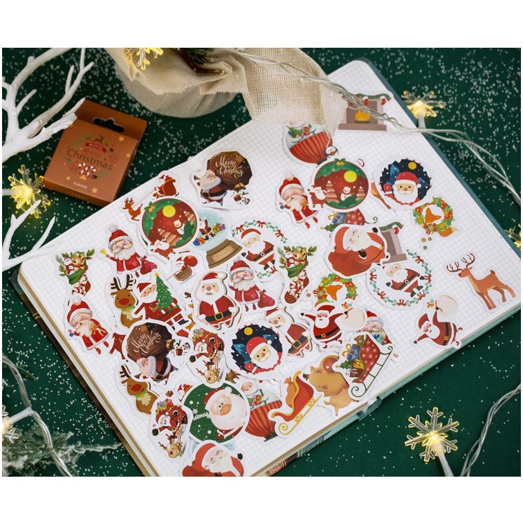 50 Miếng Dán Trang Trí Giáng Sinh Sticker Trang Trí Thiệp Giáng Sinh Sticker Ông Già Noel Sticker Cây Thông Noel