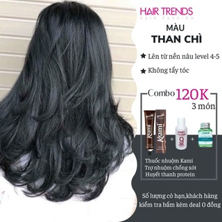(KHÔNG TẨY) Thuốc nhuộm tóc màu THAN CHÌ tặng TRỢ DƯỠNG+HUYẾT THANH PROTEIN
