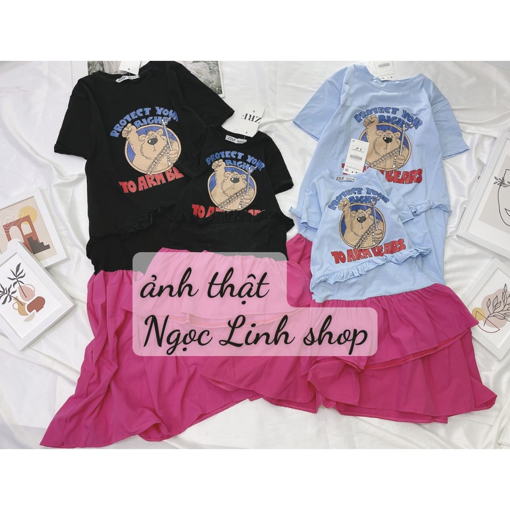 Váy suông phối ly màu cho mẹ và bé