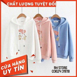 Áo khoác hoodie nỉ in gấu thả tim cute,Áo Khoác Thời Trang Nữ chuẩn AH