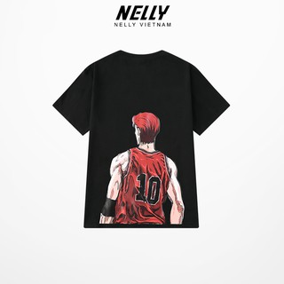 Áo thun tay lỡ NELLY 100% cotton 4 chiều dáng unisex in hình cầu thủ bóng rổ mã N0018