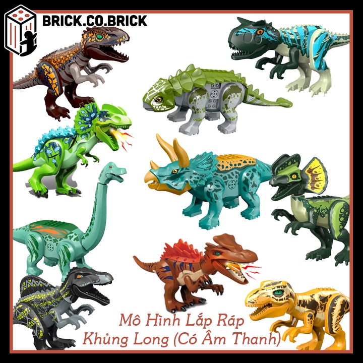 Mô Hình Khủng Long Đồ Chơi Lắp Ráp Lego Khủng Long Dinosaur T Rex Jurassic Park Loại To- MỚI NHẤT (Ấm Thanh + Đèn) 77088