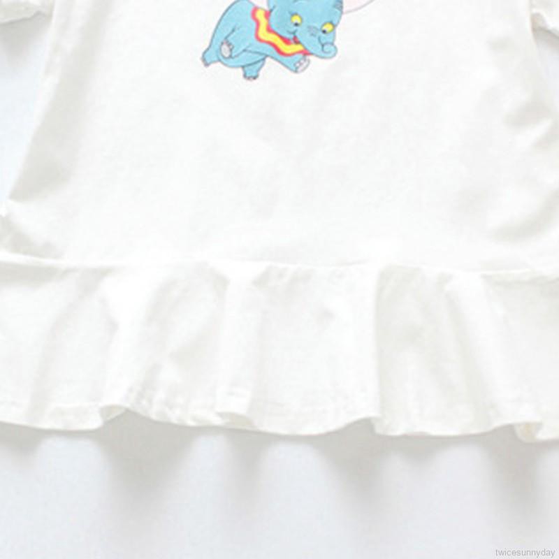 Đầm ngắn tay in hình động vật cho bé gái