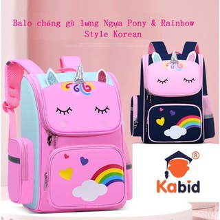 [Mẫu Hàn]Balo dáng hộp Ngựa Pony CHỐNG GÙ LƯNG - SIÊU NHẸ  dành cho bé gái chất liệu chống thấm nước, siêu nhẹ BTE9