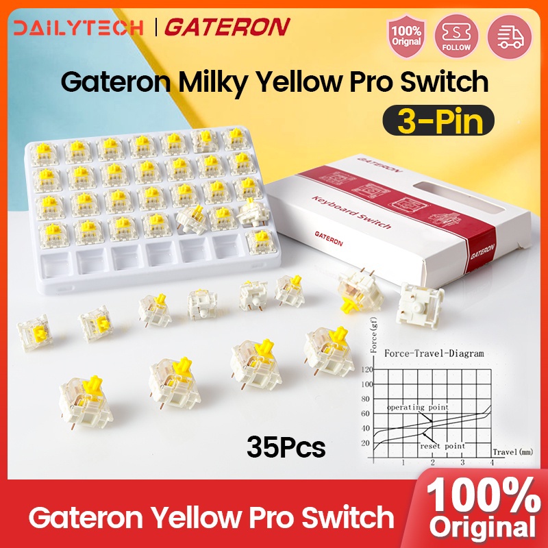 10PCS 35 PCS/Box Switch Gateron Yellow Pro chất lượng 3 pin cơ học Bàn phím chuyển đổi Bàn phím Bệnh trơn tru Yellow/Red