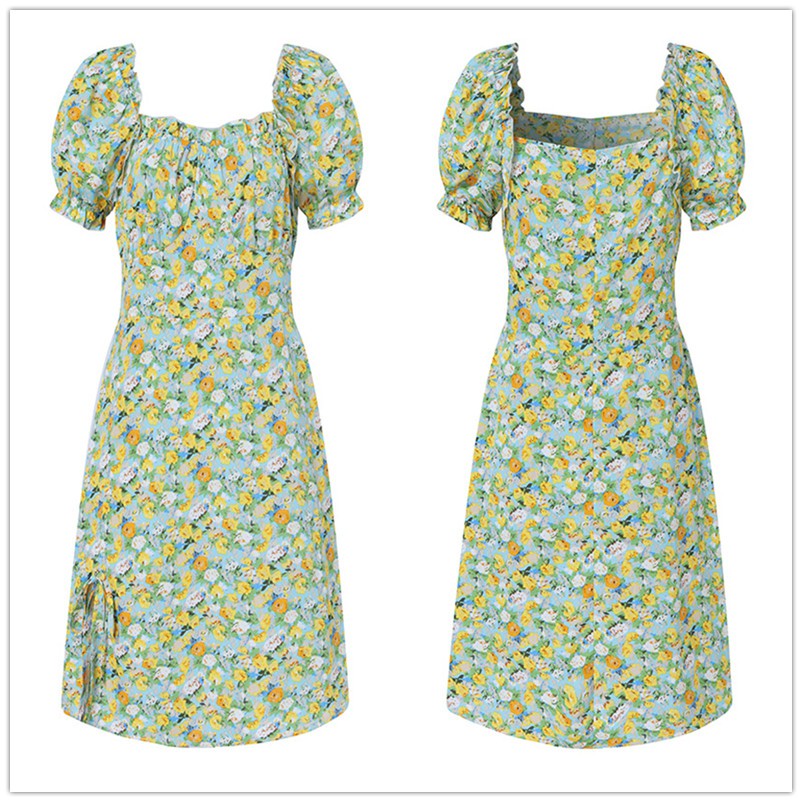 VONDA Đầm Tay Ngắn Cổ Vuông Hoạ Tiết Hoa Phong Cách Hàn Quốc | BigBuy360 - bigbuy360.vn