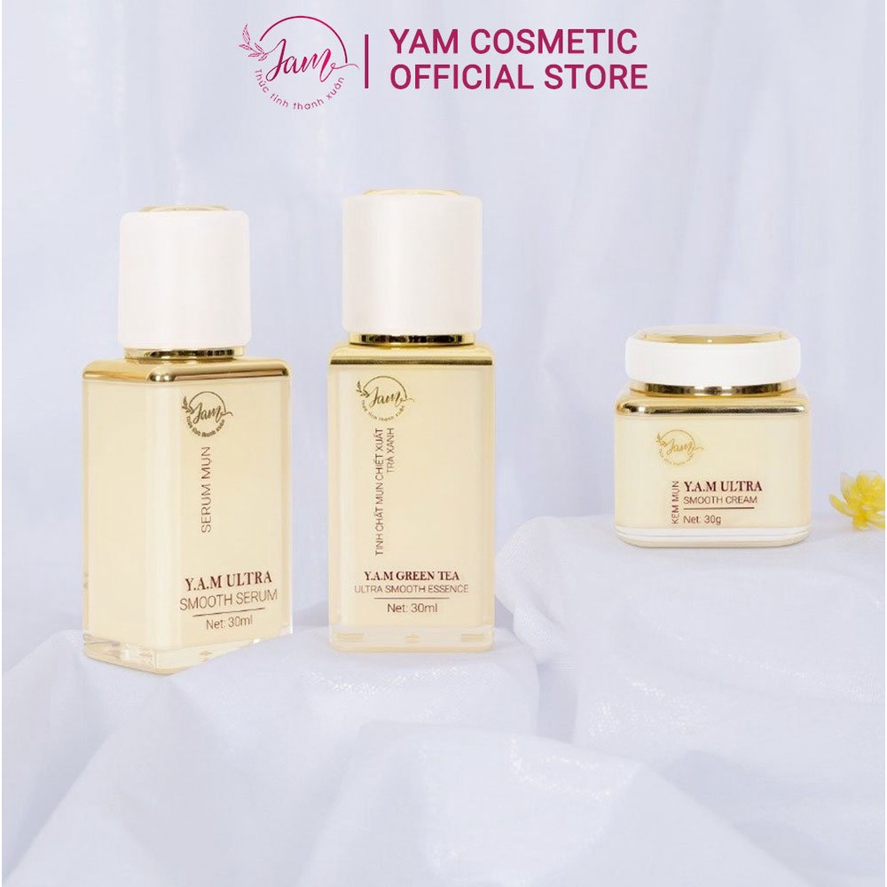 Bộ 3 Giảm Mụn Ẩn Thâm Rỗ YAM Cosmetic Giảm Viêm Sưng Tấy Mụn Đầu Đen Và Sẹo Thâm Sau Mụn Chai 30ml