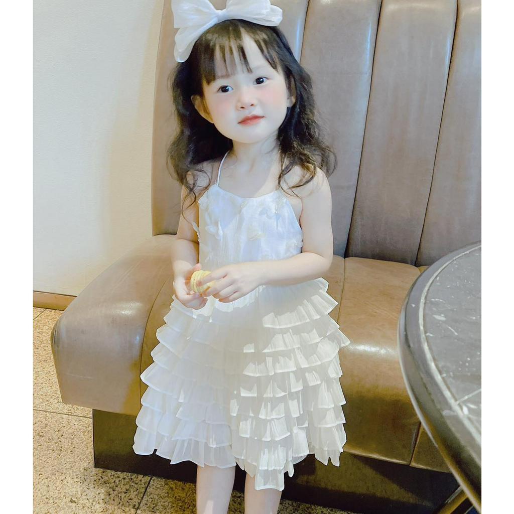 Váy công chúa bé gái váy  trung thu mầu trắng đầm công chúa bé gái váy dự tiệc váy sinh nhật