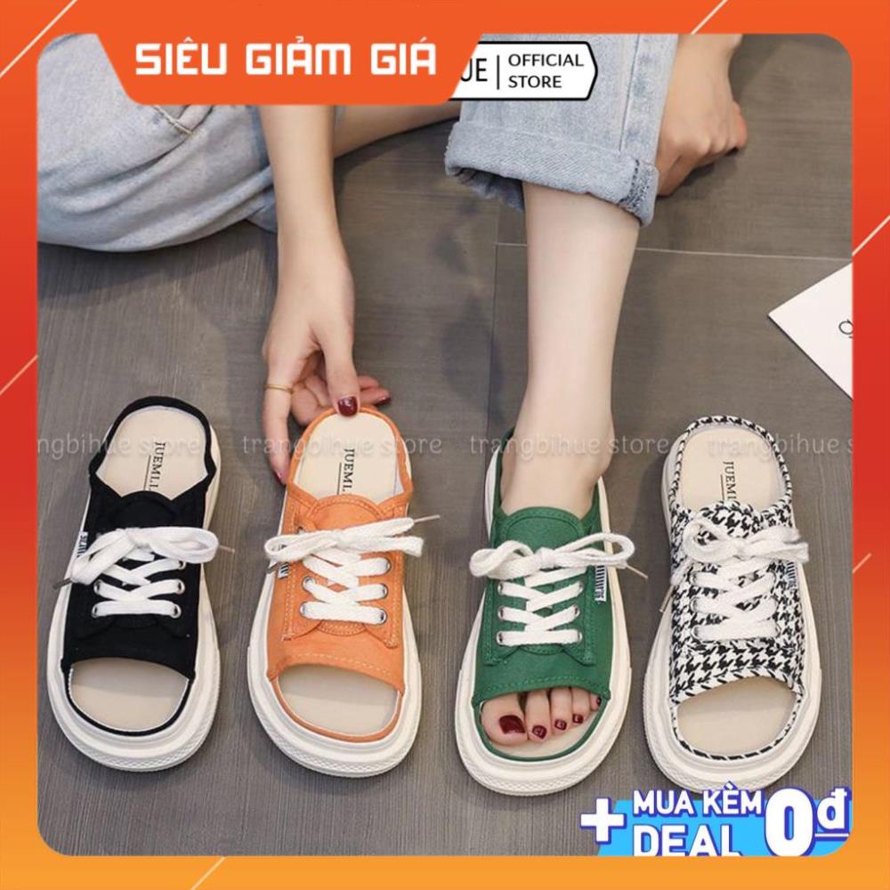 Dép Sục Hở Mũi CHIBAMY đế bánh mì cao 3 phân,Sục thể thao đế bánh mì  thắt dây vải mịn kiểu dáng hot nhất 2022