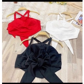 áo yếm chéo cổ phi lụa buộc dây lưng lh