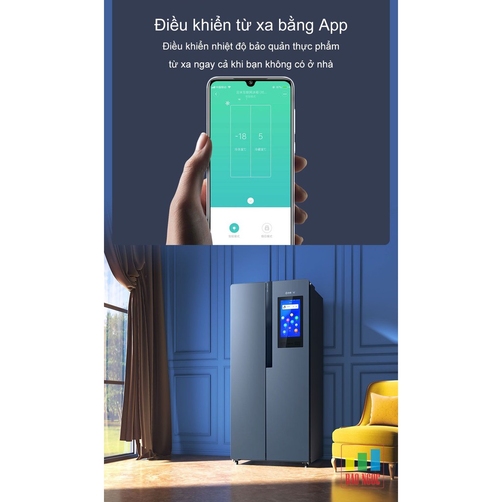 Tủ lạnh bốn cánh cửa Yunmi Internet màn hình lớn 451L