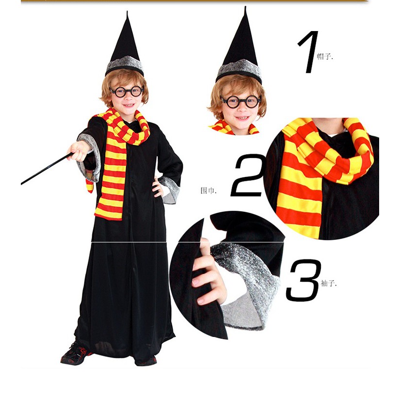 Bộ hóa trang áo tàng hình của Harry Potter và phụ kiện khăn, mũ, kính, gậy phép