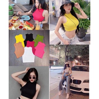 Áo croptop cổ lọ