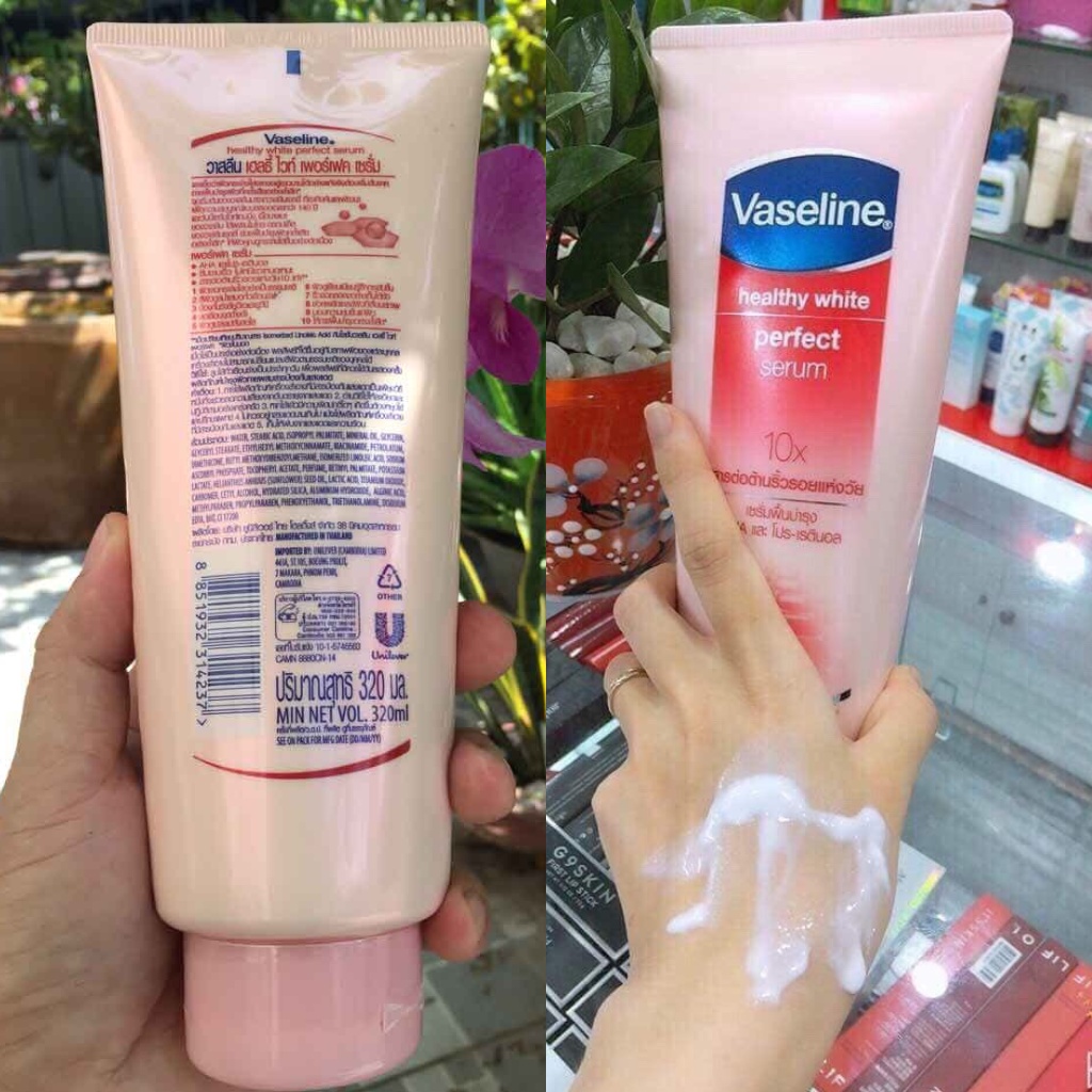 Sữa dưỡng thể Vaseline 10x body dưỡng trắng Healthy Bright Gluta HYA Serum Thái Lan 330ml