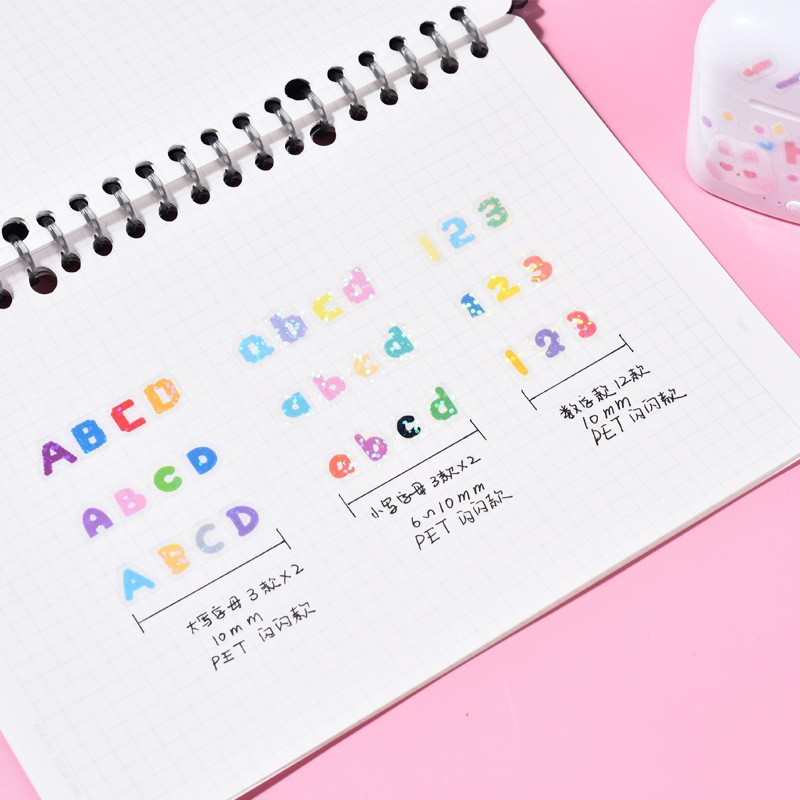 Sticker alphabet number hologram Bộ 2 tấm trang trí Kpop journal | BST065