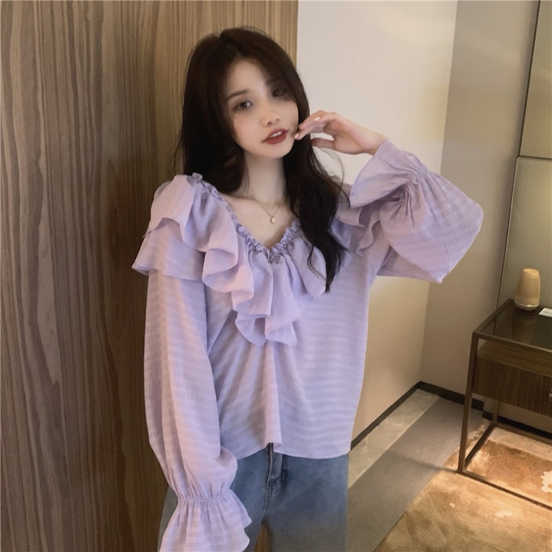 Áo Sơ Mi Dài Tay Cổ Chữ V Rộng Rãi 53968