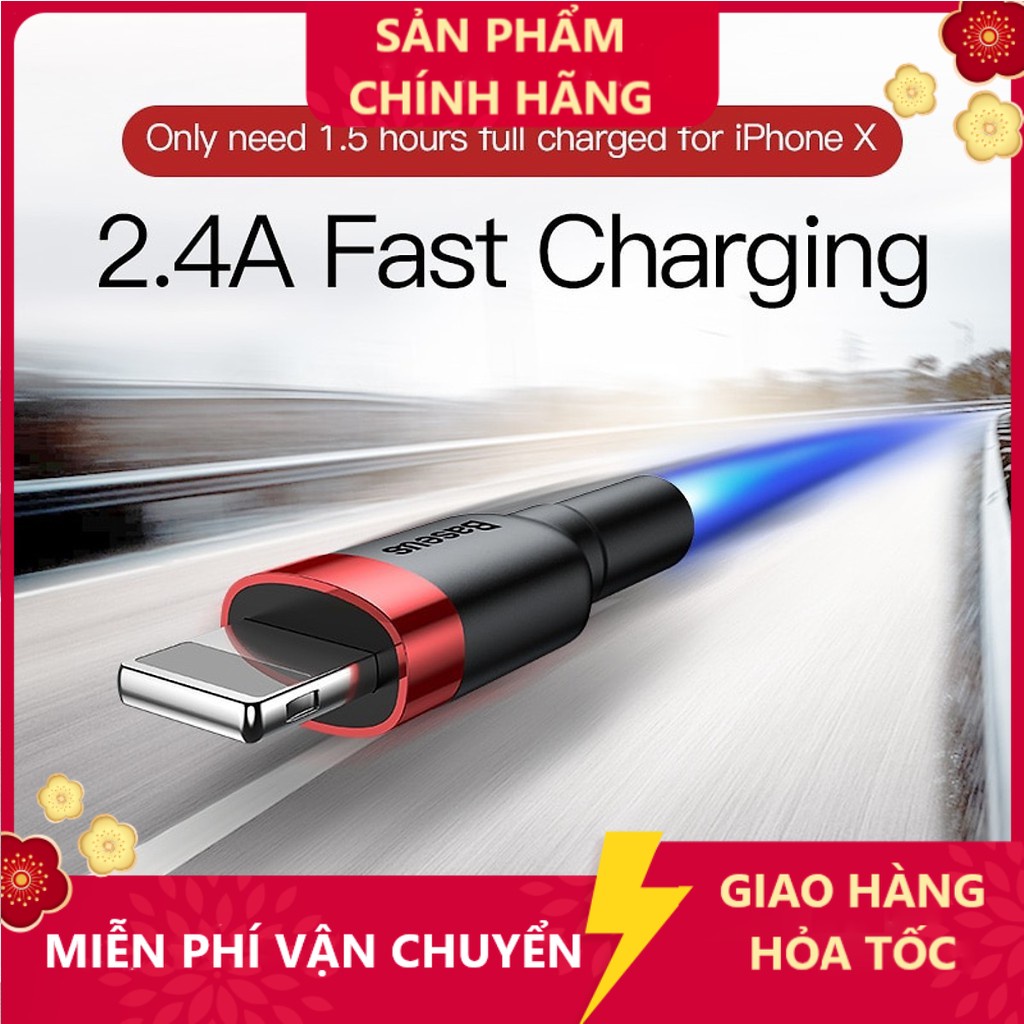 Cáp Sạc Nhanh Chống Đứt Gãy BASEUS Cafule Dây Dù Dài 1m/2m Dành Cho  6 Plus 6s Plus 7 Plus 8 Plus X Xsmax Xr