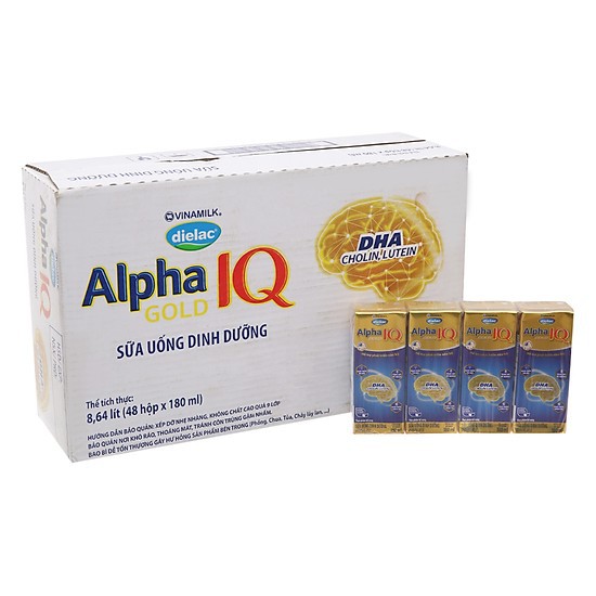 Thùng Sữa bột pha sẵn Dielac Alpha Gold IQ - Lốc 4 hộp x 180ml