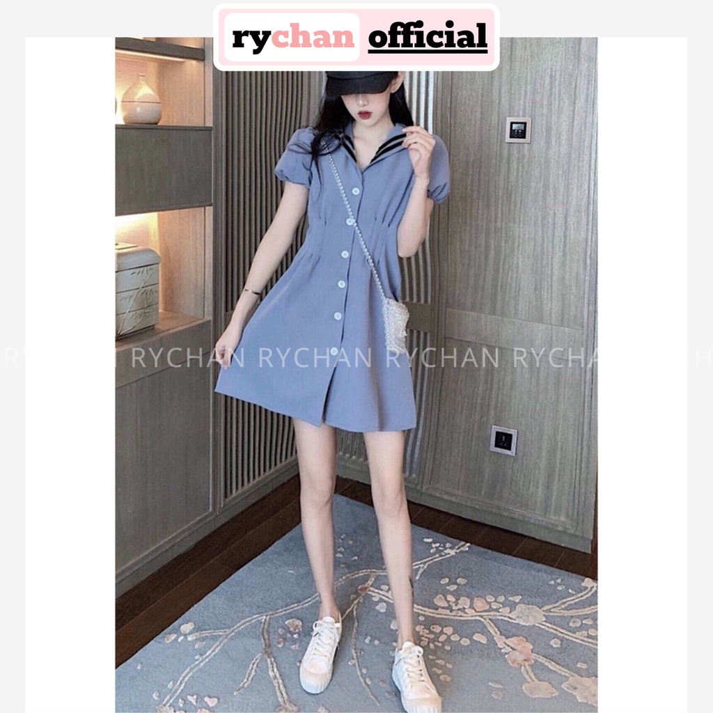 DX198 - Đâm Xòe Xám Xanh Sơ Mi Tay Phồng