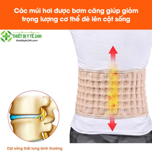 Đai Hơi Kéo Giãn Cột Sống - Đai Lưng Bơm Hơi, Hỗ Trợ Thoát Vị Đĩa Đệm, Giảm Áp Lực Lên Vùng Cột Sống, Giảm Đau Lưng