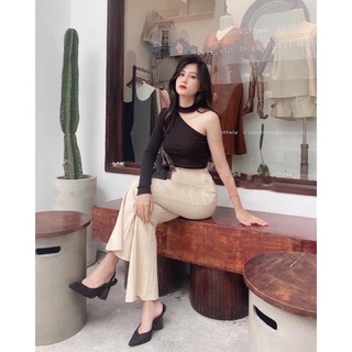 Áo thun nữ, áo kiểu, cổ lọ, lệch vai, dài tay sexy, quyến rũ