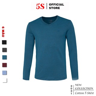 Áo Phông Nam Dài Tay Cổ Tim 5S (6 màu), Vải Mềm Mịn, Co Giãn Thoải Mái, Phom Ôm Trẻ Trung (DT-02)
