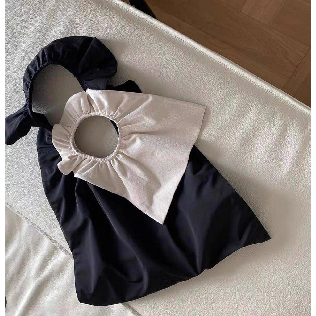 Túi xách vải bạt phối xếp ly thời trang Hàn Quốc đáng yêu