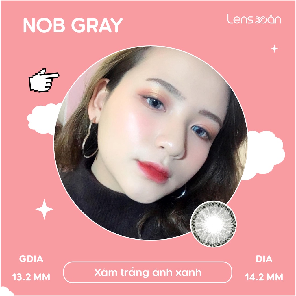 KÍNH ÁP TRÒNG NOB GRAY- HERA: Lens xám trắng ánh xanh siêu tây, hạn 6 tháng| Lens Xoắn (Giá 1 chiếc, đọc lưu ý khi đặt)