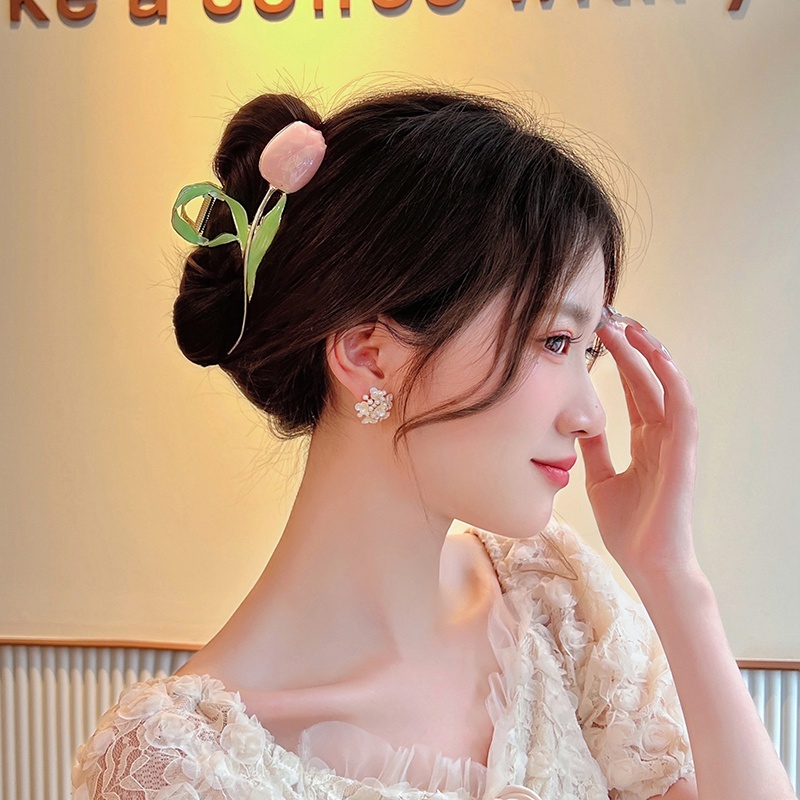 Kẹp Tóc Hình Hoa Tulip Bằng Kim Loại Thời Trang Cao Cấp Cho Nữ