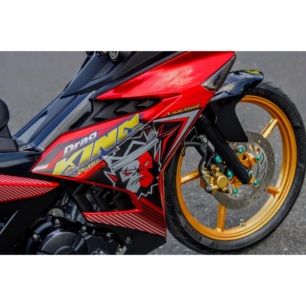 Tem Rời Dán Xe Exciter 150 Mẫu King Drag Đỏ Đen Cực Hot, Hàng 3 Lớp Chất Lượng Cao ,Team Decal