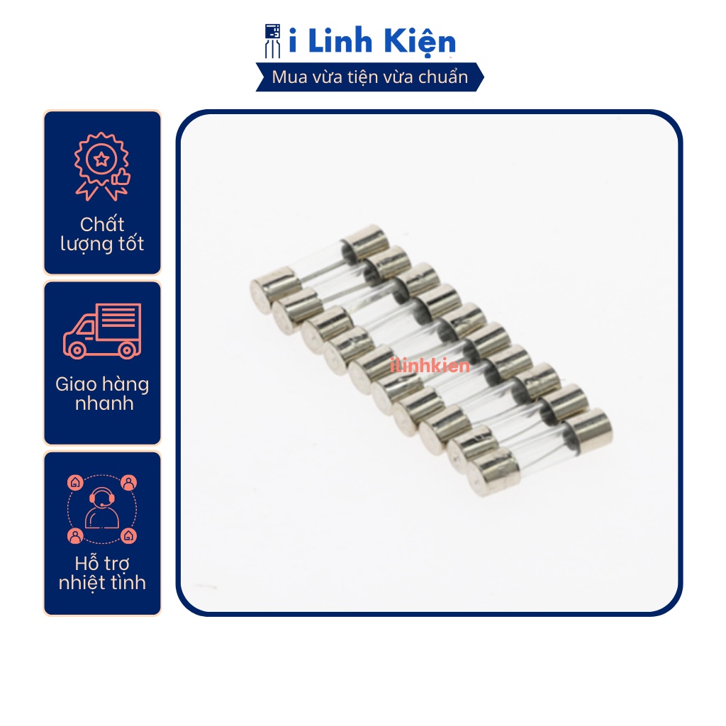 Cầu chì ống thủy tinh 1A/2A/3A/4A/5A/6A/7A/8A/10A/12A/15A/20A/25A/30A 5x20mm.