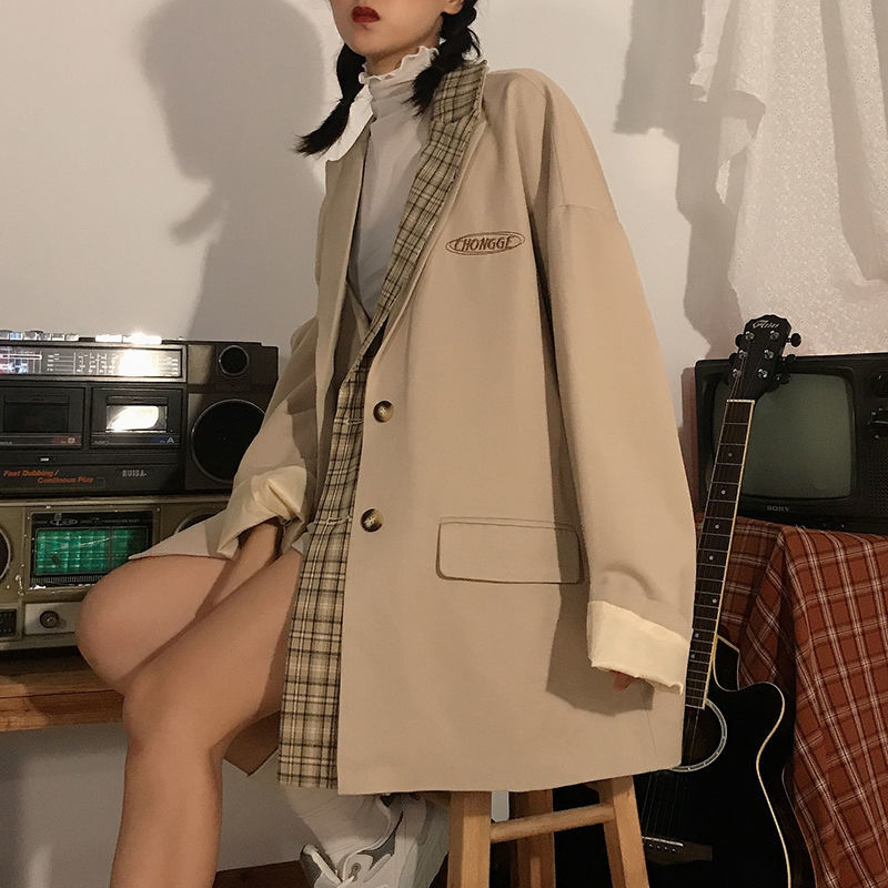 Áo blazer dáng rộng tay dài thiết kế 2 lớp phong cách Hàn Quốc cho nữ | BigBuy360 - bigbuy360.vn